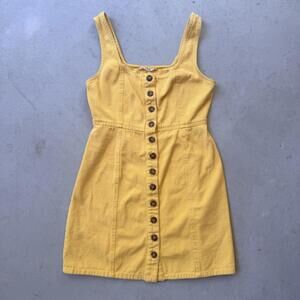 Chloe & Katie Mini Linen Blend Denim Dress Womens Size M Button Up Boho Cottage